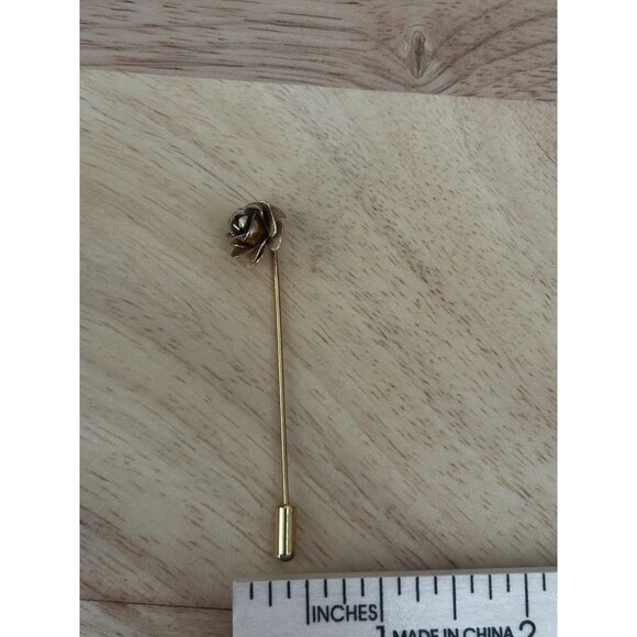 Vintage Rose Gold Tone Stick Pin Hat Accessory 80's Style Pin - Picture 3 of 4